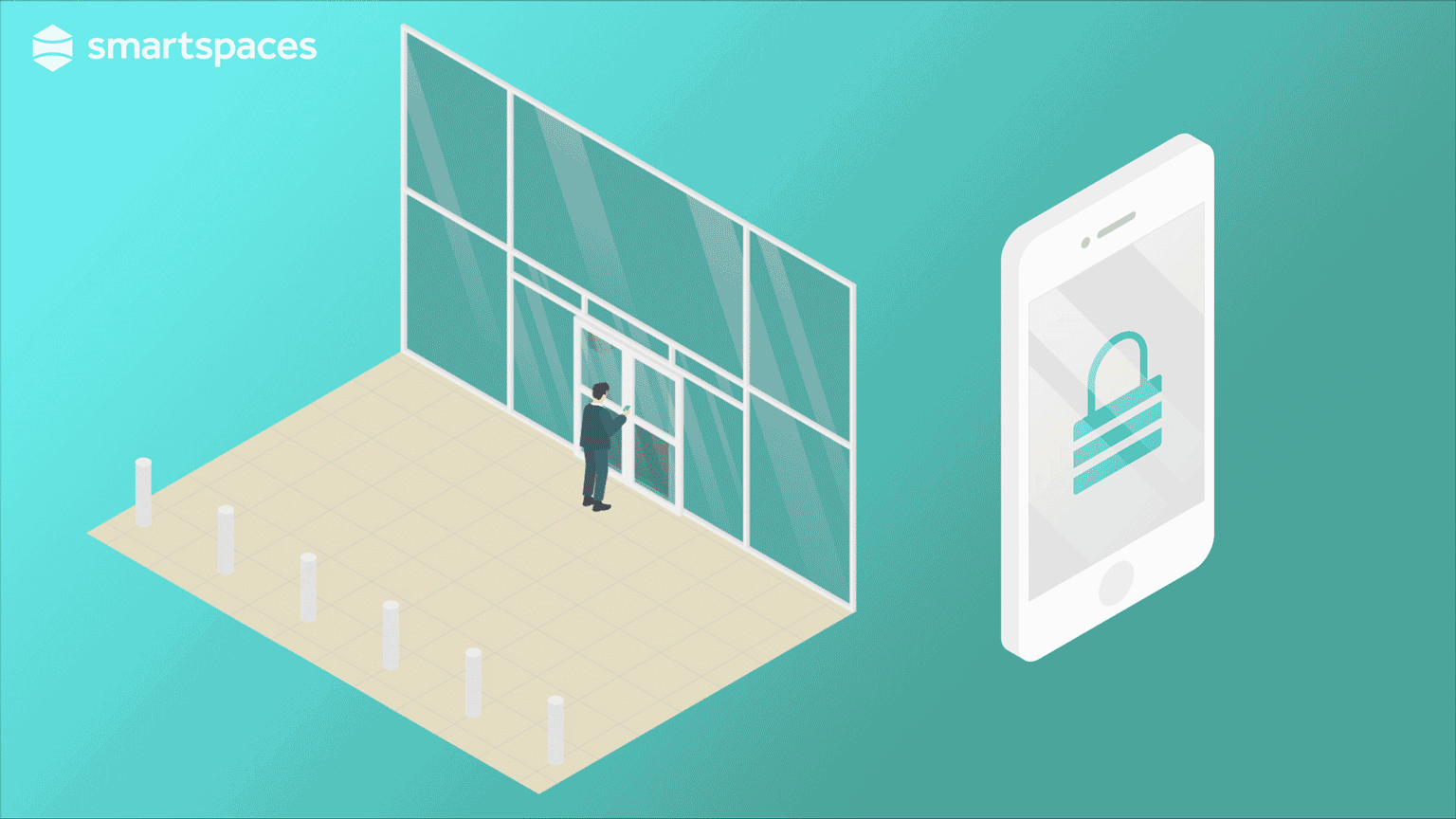 Animation of the hands-free access to an office building