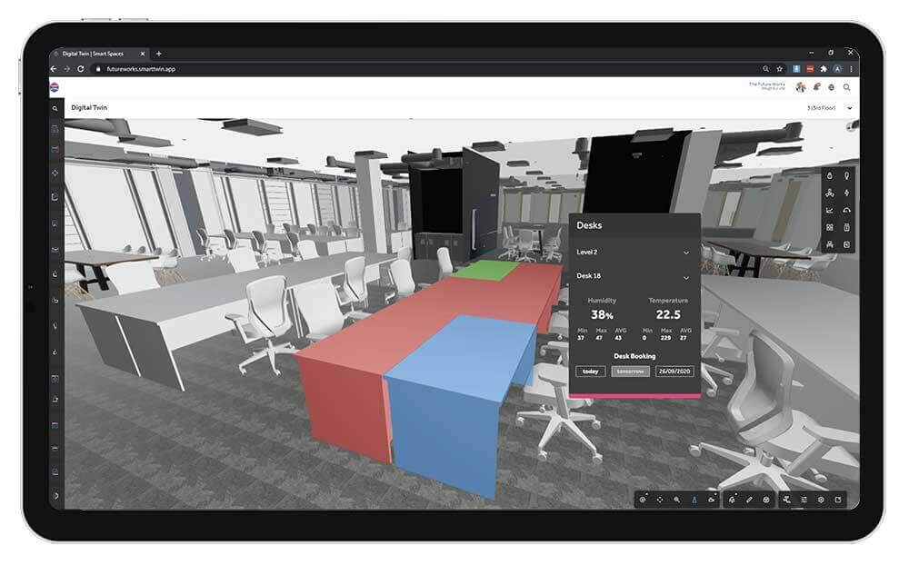Digital twin desk booking system