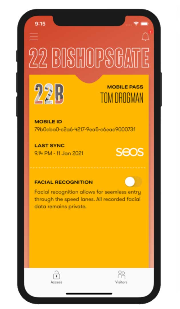 Smart Spaces - 22 Bishopsgate app - wireless access